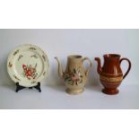 Antique 18th century CREAMWARE plate and coffee pot and DOUAI Pottery (Charles & John Leigh 1804 -