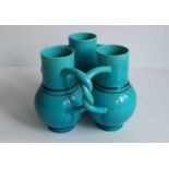 Burmantofts pottery 3 intertwined jugs, English H 22 dia 27,5 cm monogrammed