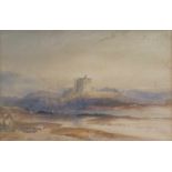 19th century watercolor 'Noreham Castle' English school in the style of Turner 32,5 x 21,5 cm not