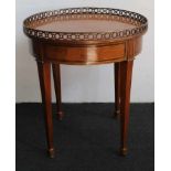 Side table with raised edge and marquetry H 75 dia 67 cm