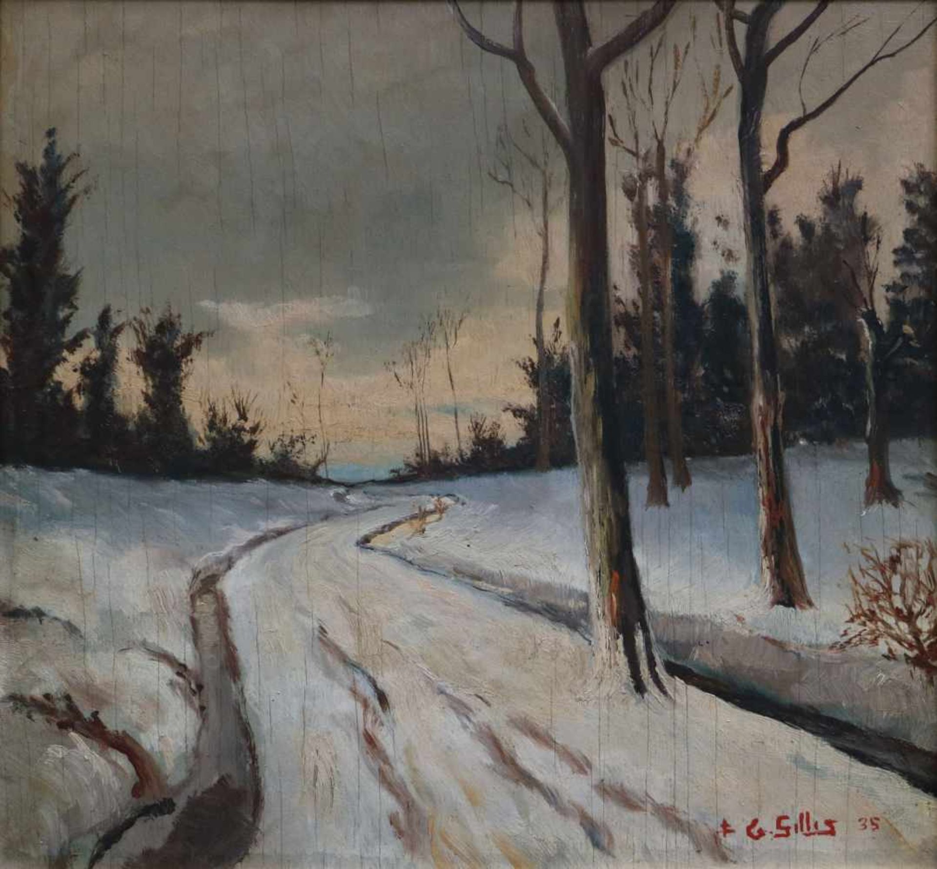 G. Gillis (Rumbeke) oil on panel Winter landscape 41 x 38 cm