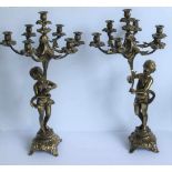 Pair of bronze candlesticks Bronze H 72 cm