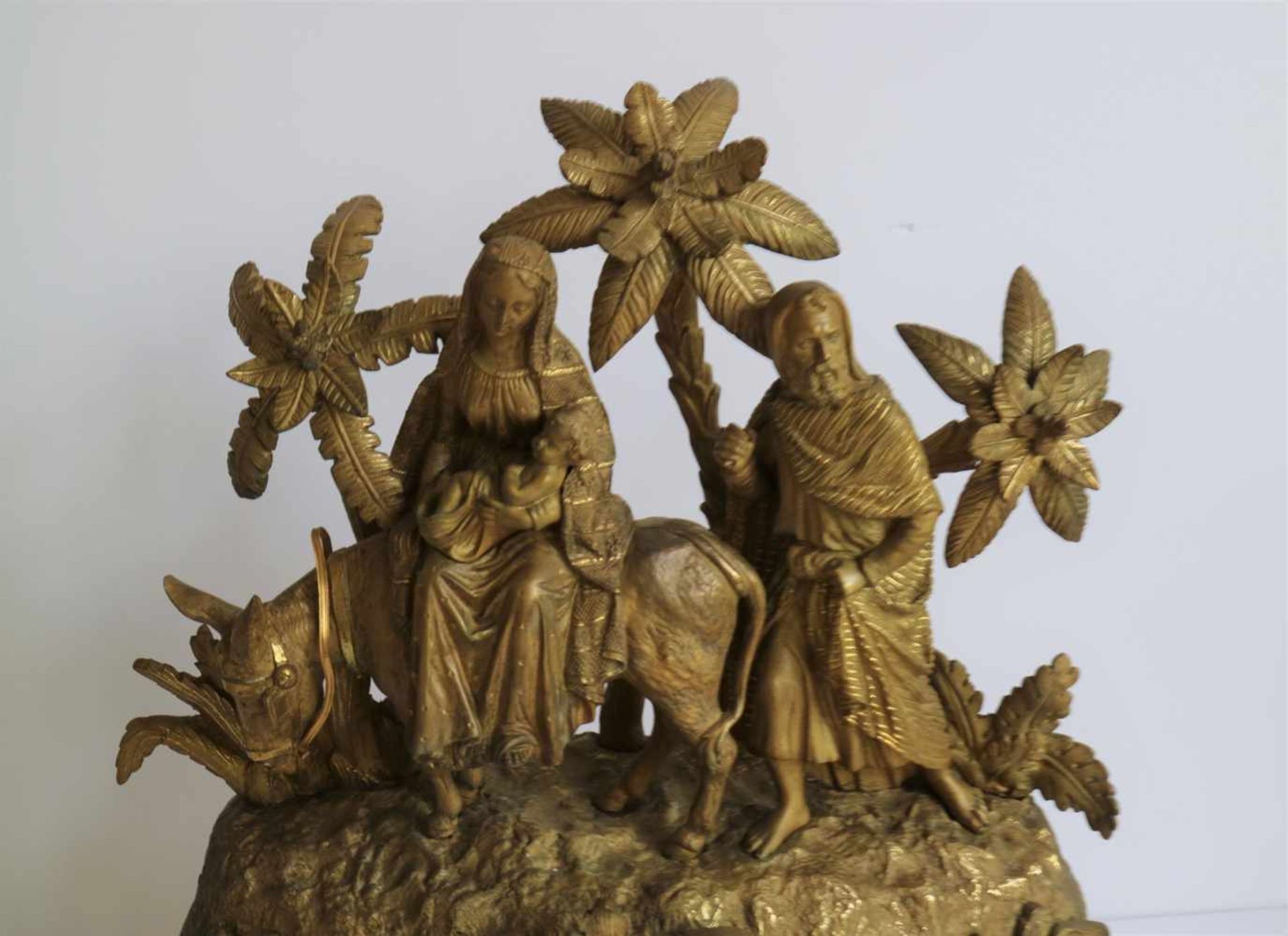 Fire gilded clock The Flight into Egypt B 47 H 46 cm - Image 2 of 3
