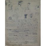 Hugo CLAUS (1929-2008) handwriting with sketches on paper 21 x 26 cm not signed