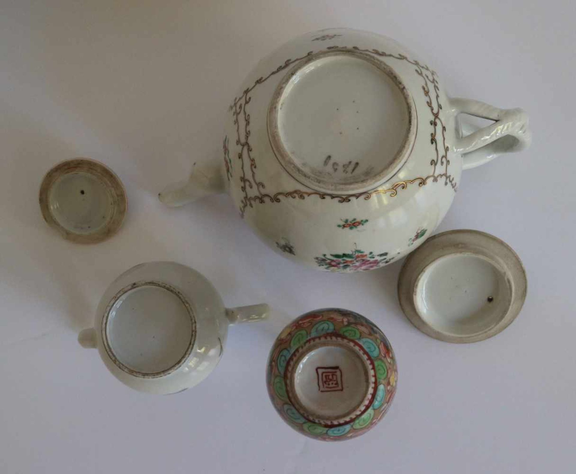 Porcelain Teapot Chine de commande, calebas vase Samson and teapot (crack) H 9,5 tot 13,5 cm - Bild 6 aus 6