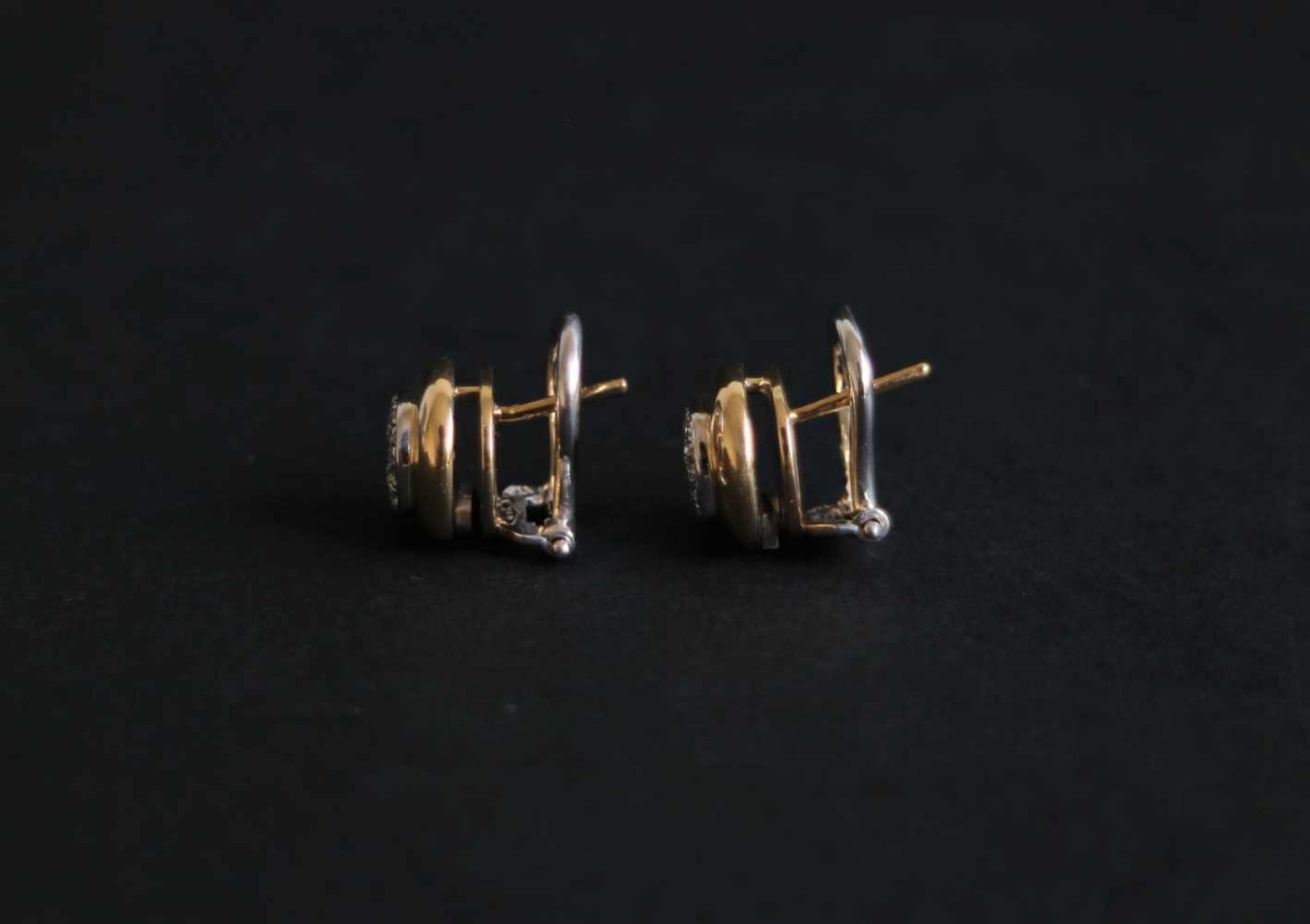 Gold earrings Bicolor with diamonds Brilliants 0.35 Kt, 8.3 gr 18 Kt gold - Bild 2 aus 2