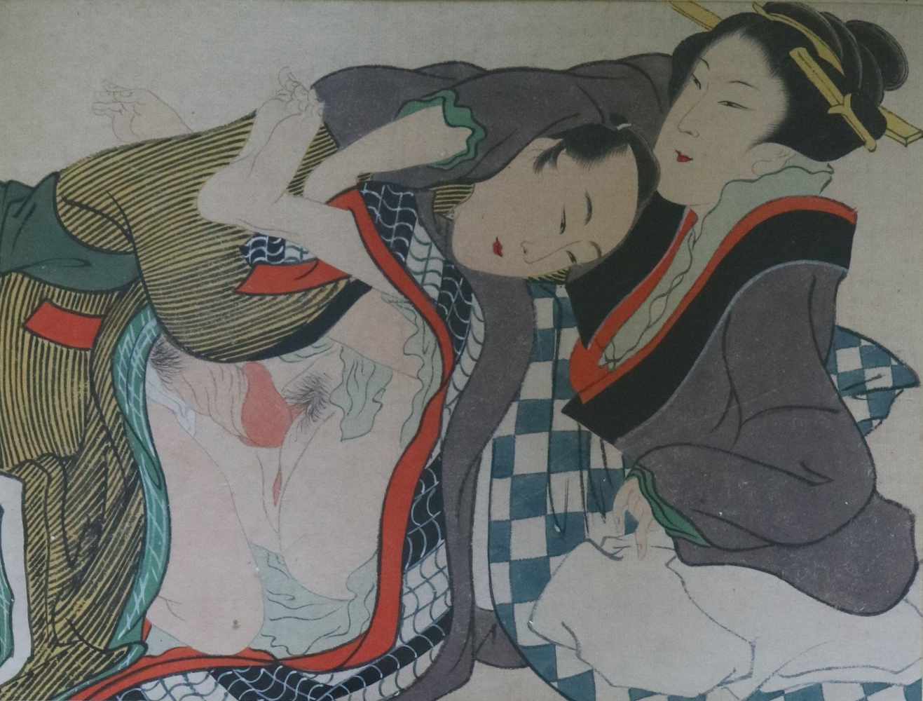 Japanese Shunga erotic prints (2) 31 x 21 cm - Image 2 of 3