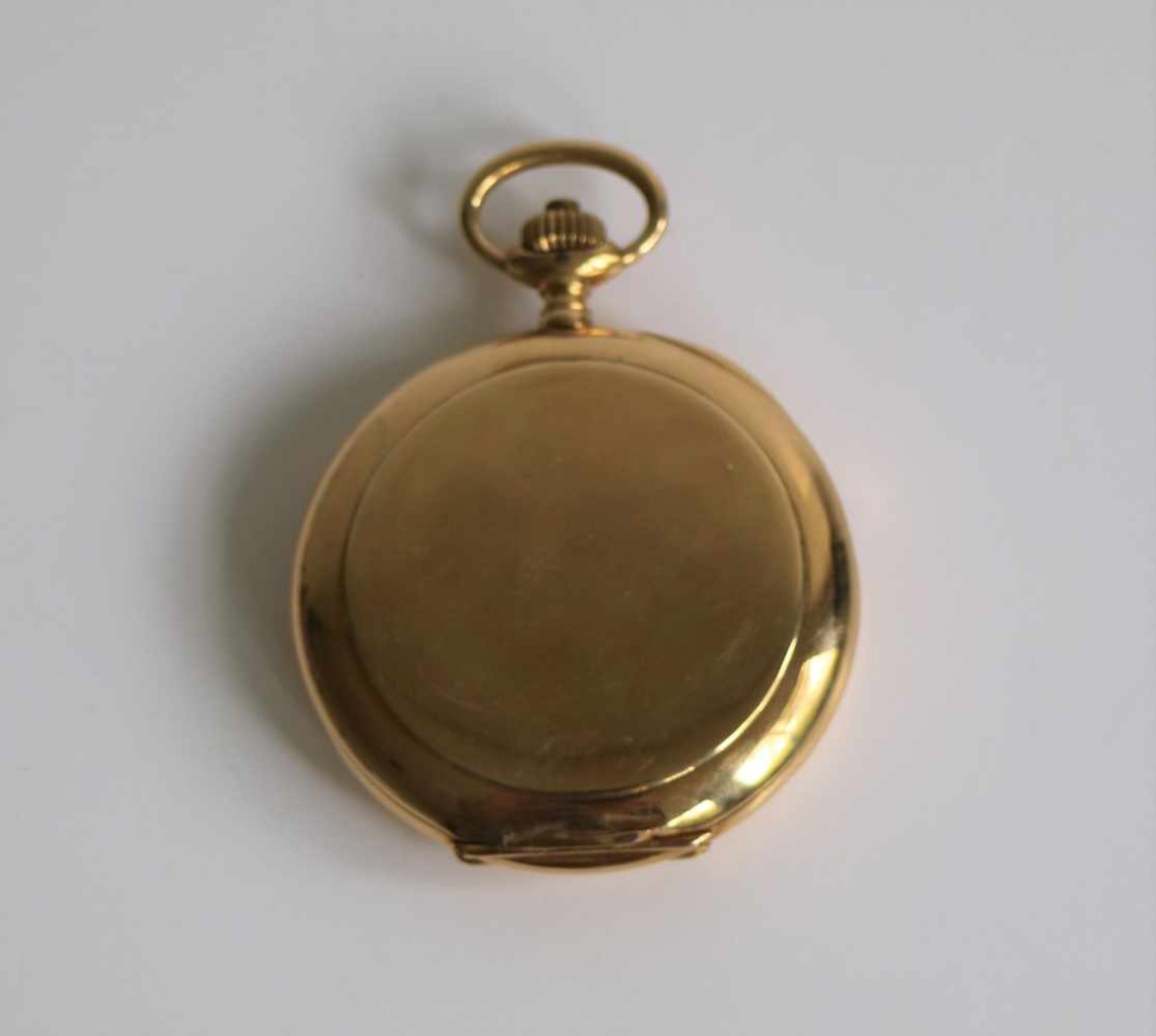 Gold pocket watch Longines Numbered 18K, circa 1900 dia 5 cm H 6,8 cm - Bild 3 aus 5
