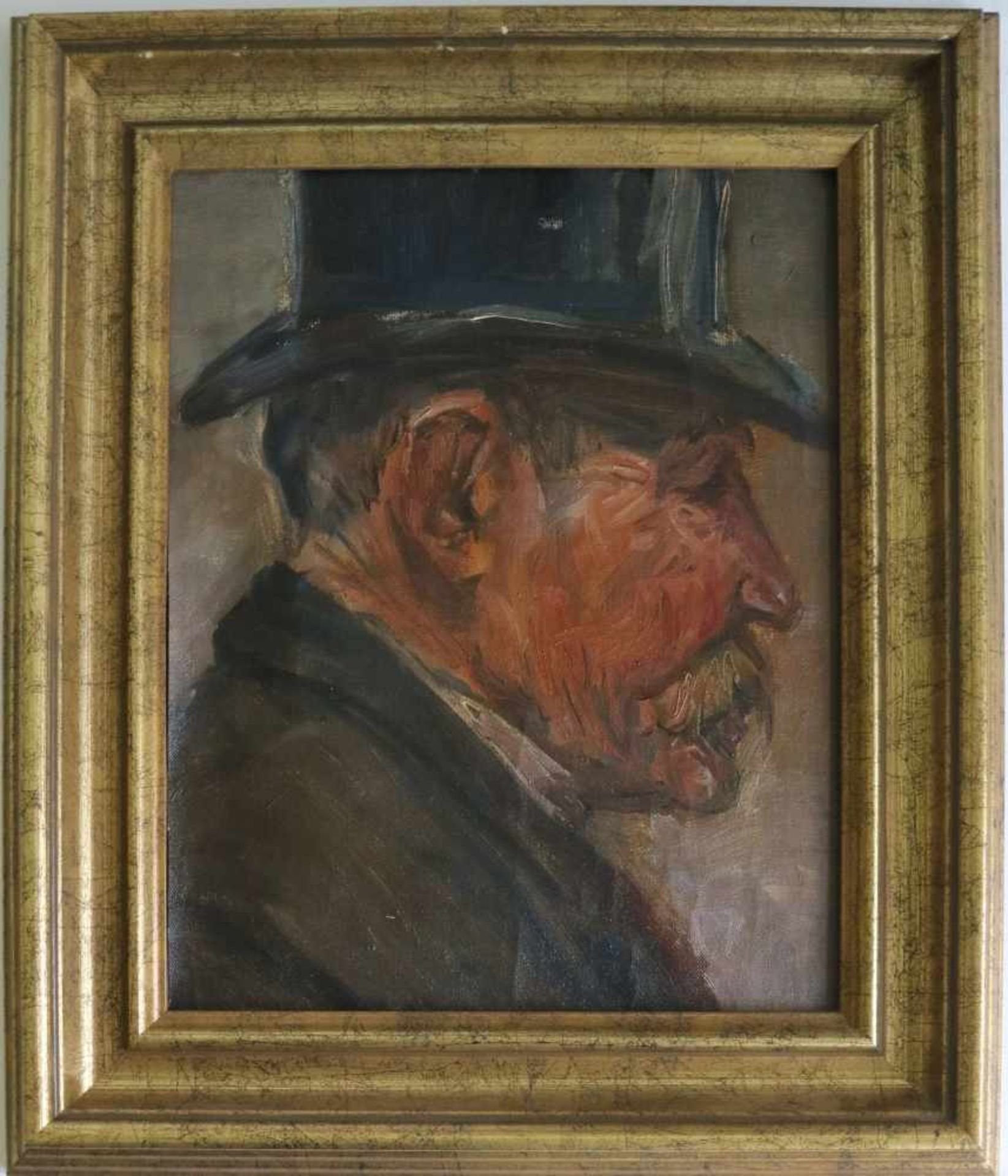 Emile THYSEBAERT (1873-1963) oil on canvas Man with hat 22 x 28 cm - Bild 2 aus 3