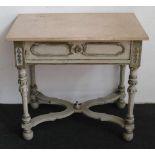 White patinated console with marble top H 77 B 78 D 46 cm