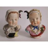 Dresden porcelain Lot of 2 ceramic heads H 22 cm one with injury (petal broken off)