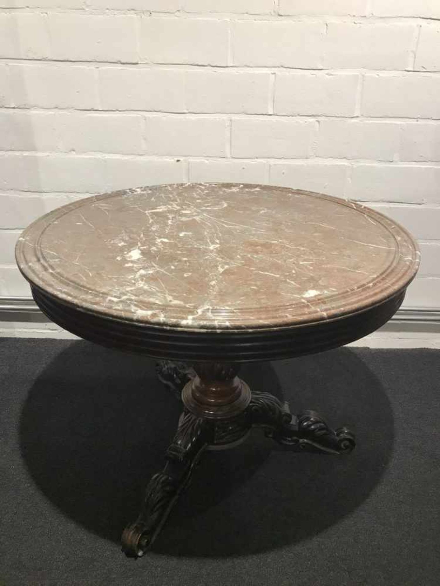 Louis Philippe table with marble top H 75 dia 100 cm