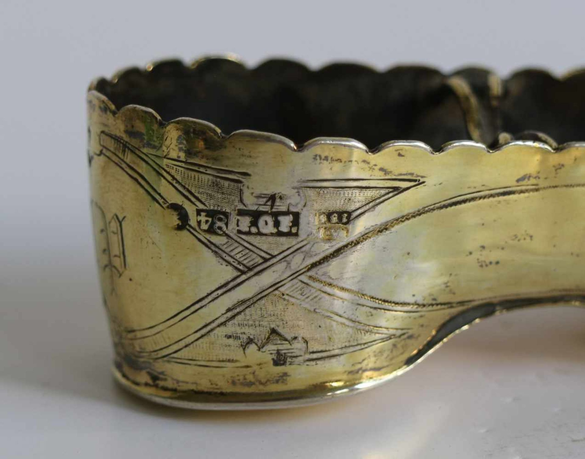 Russian shoe 19th century Gold-plated & silver with markings and dated 185 .. Saint Petersburg B 11 - Image 3 of 3