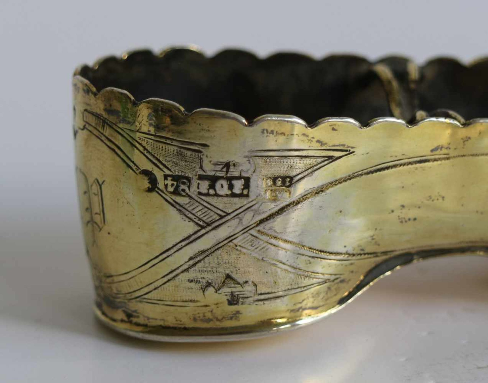 Russian shoe 19th century Gold-plated & silver with markings and dated 185 .. Saint Petersburg B 11 - Bild 3 aus 3