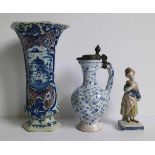 Lot of porcelain Porcelain vase, Brussels girl with chicken and German jug with reparation H 14,