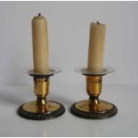 Solid silver & gold plated candlesticks Circa 1950 H 5 cm (zonder kaarsen)