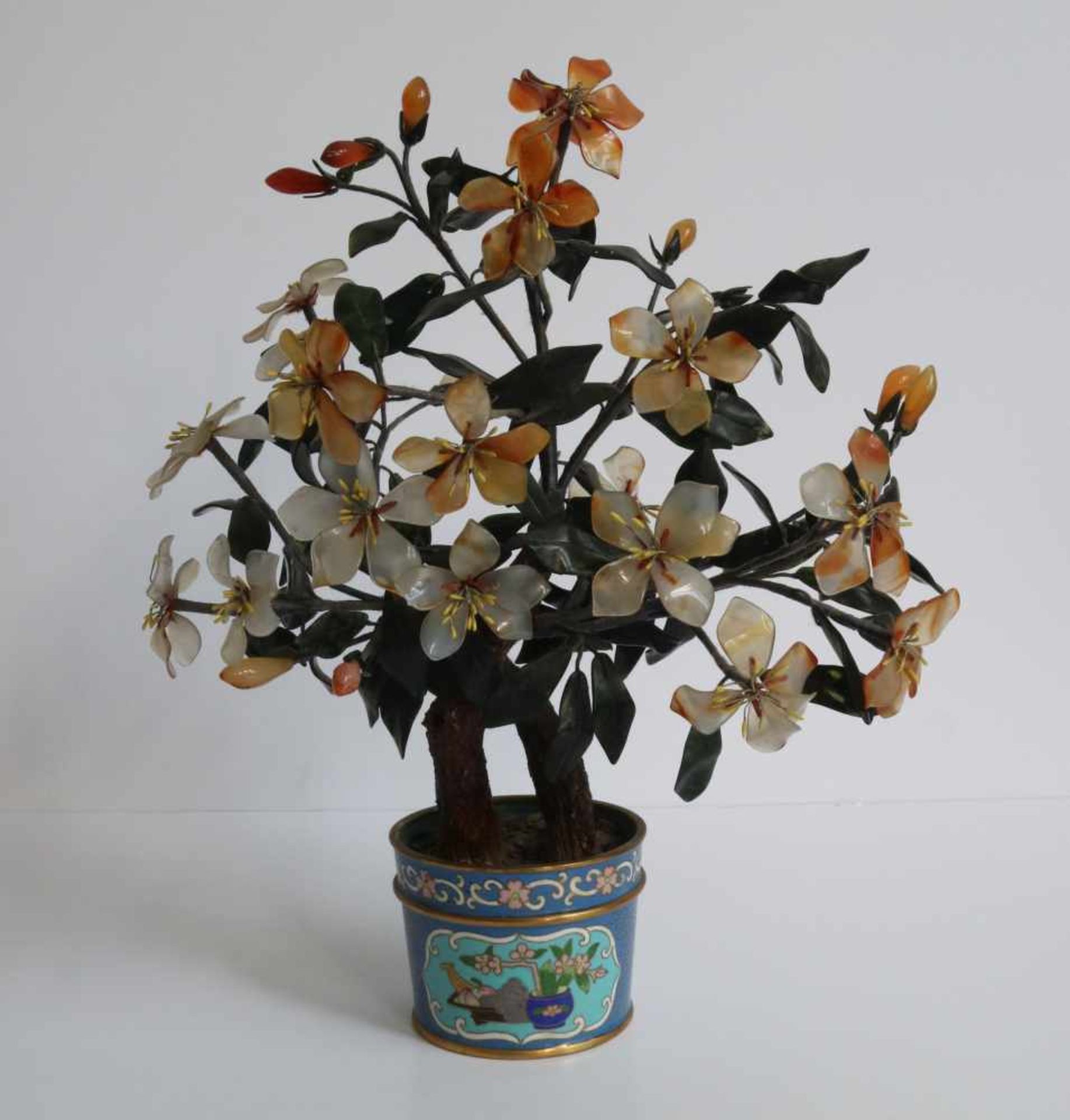 Chinese cloisonné cloisonné pot with flowers (glass) H 37 cm