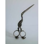 19th century sugar tongs Silver stork with baby. Marks in the grip L 12,5 cm