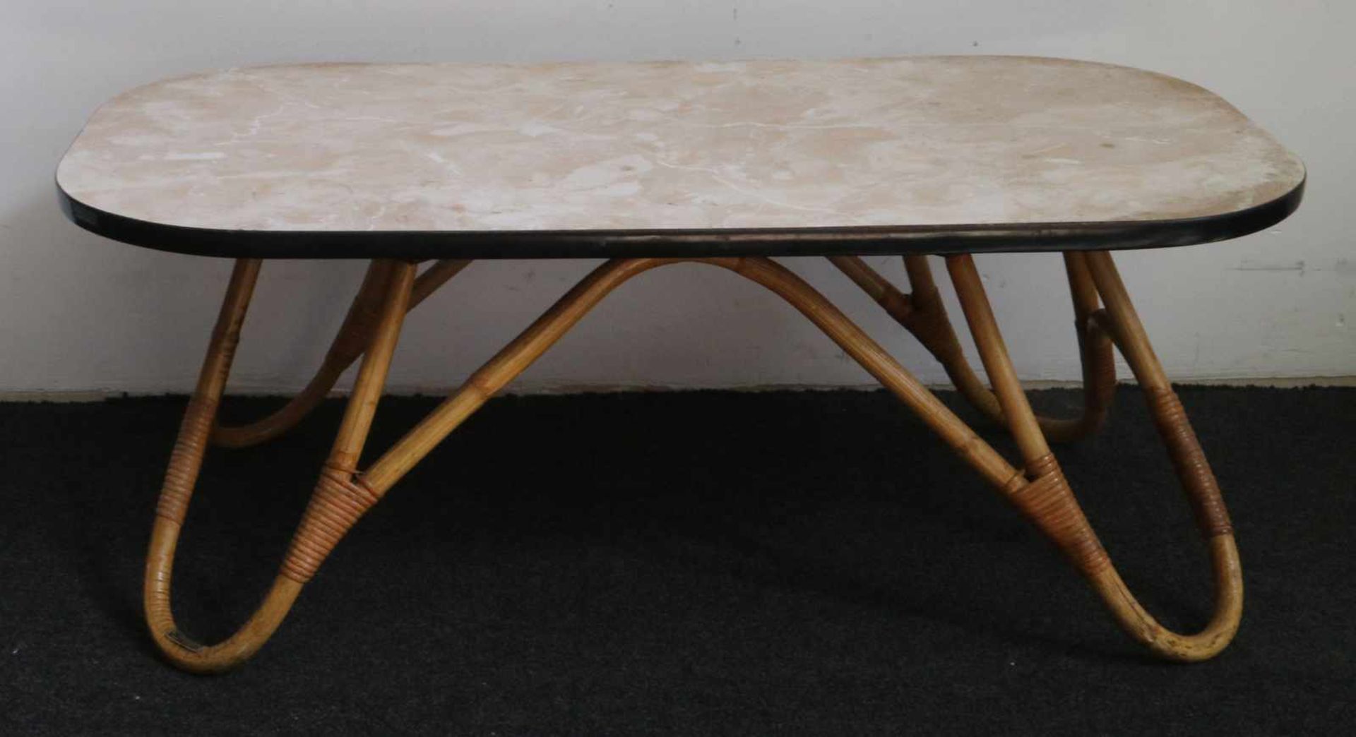 Vintage coffee table Rattan marked Kennink B 95 D 48 H 35 cm