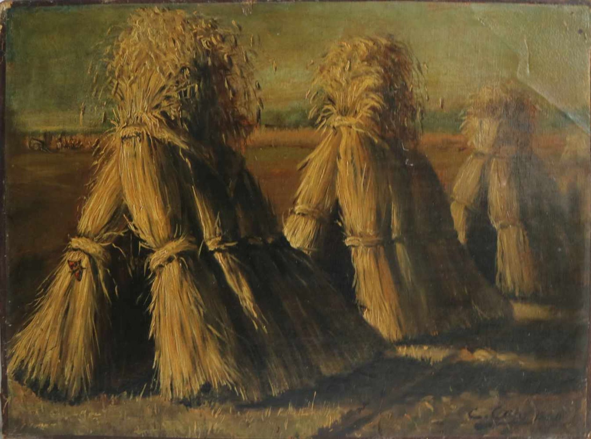 Constant CAP (1842-1915) Oil on canvas (2) Haystacks and chair dated 1859 and 1860 35 x 26 en 27 x - Bild 4 aus 5