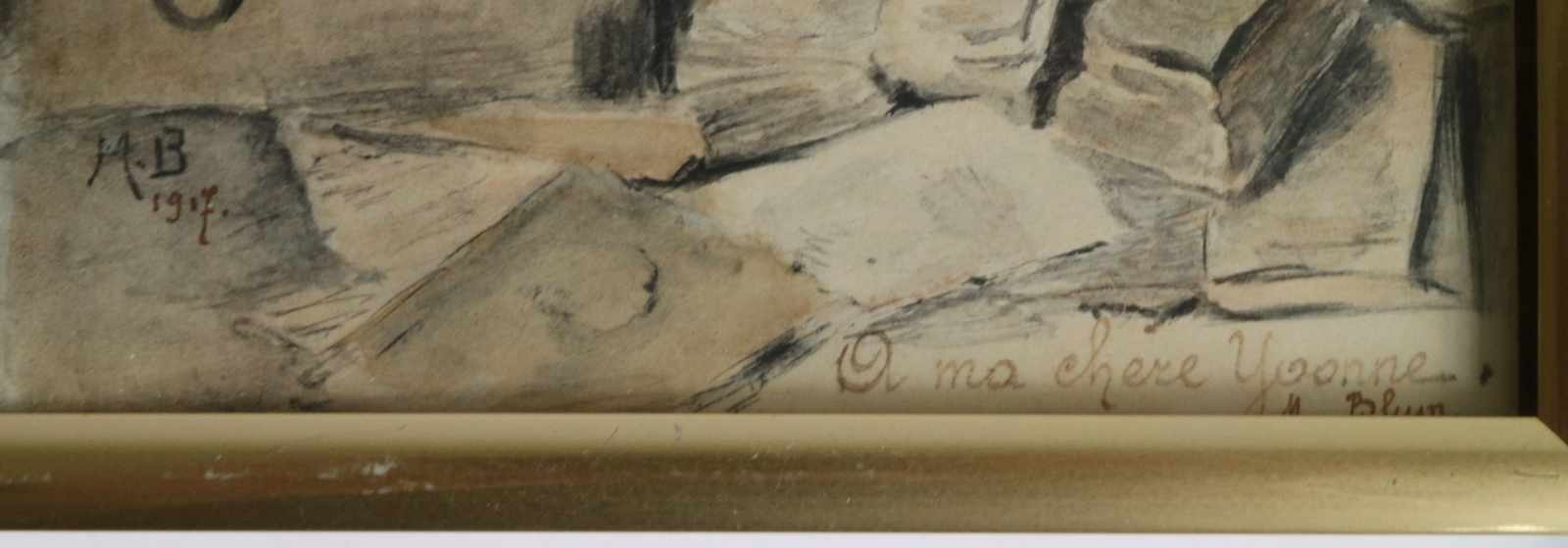Maurice BLUM (1832-1909) drawings (2) dated 1917 12 x 17 en 6 x 19,5 cm - Image 2 of 2