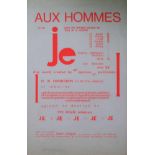 Henri CHOPIN (1922-2008) Lithograph Aux hommes dated 1969 57 x 90 cm
