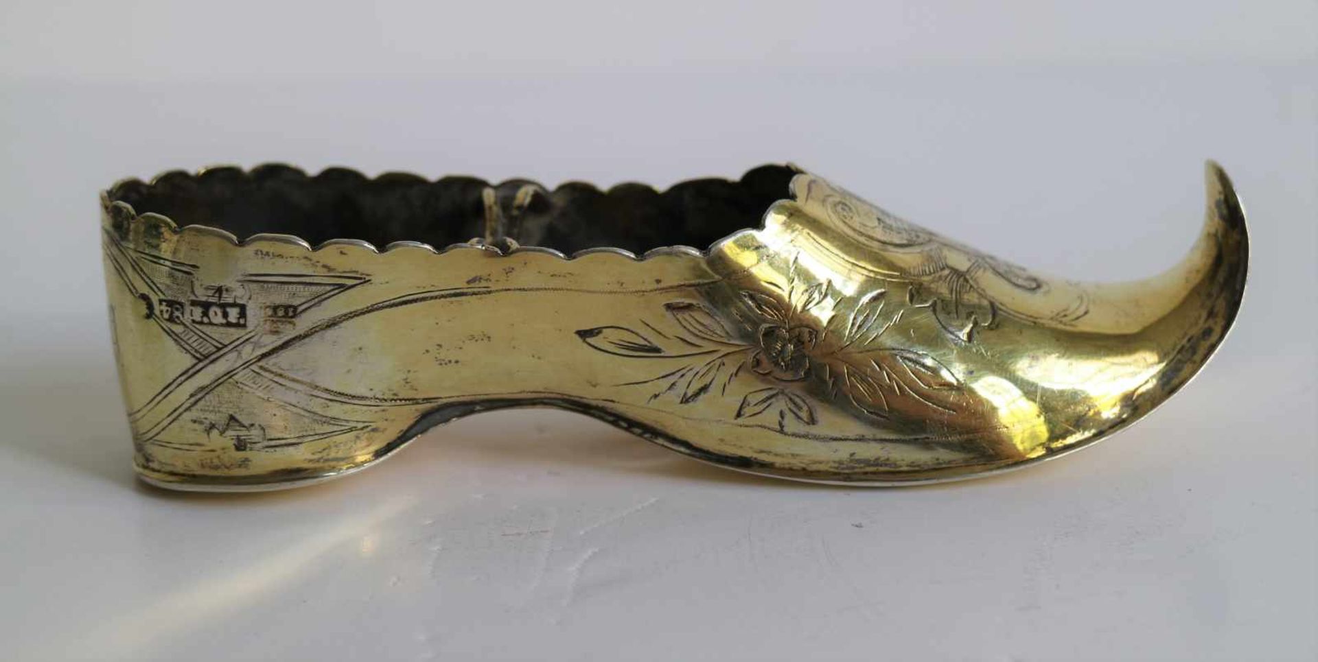 Russian shoe 19th century Gold-plated & silver with markings and dated 185 .. Saint Petersburg B 11 - Bild 2 aus 3