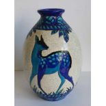 Charles CATTEAU (1880-1966) Boch Keramis vase with fallow deer D 943 D 943, Boch, H 30 cm