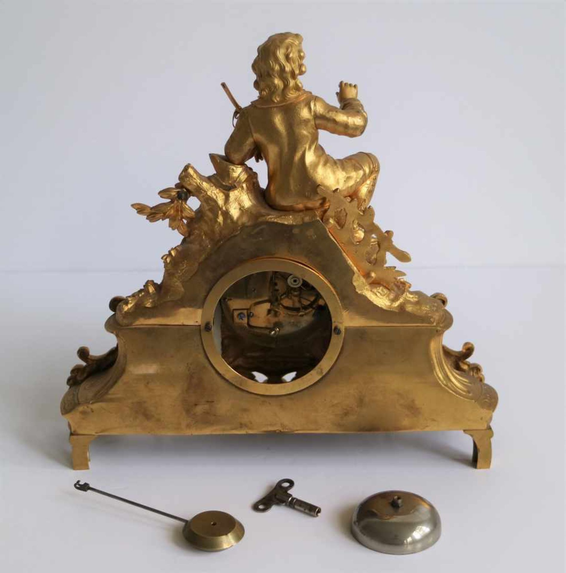 Fire gilded clock with Sèvres plaques H 31 B 32 cm - Bild 3 aus 3