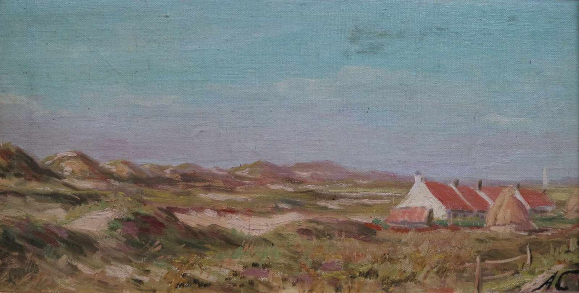 Albert COLLET (XX) oil on hardboard Sight of the dunes 40 x 21 cm monogram AC