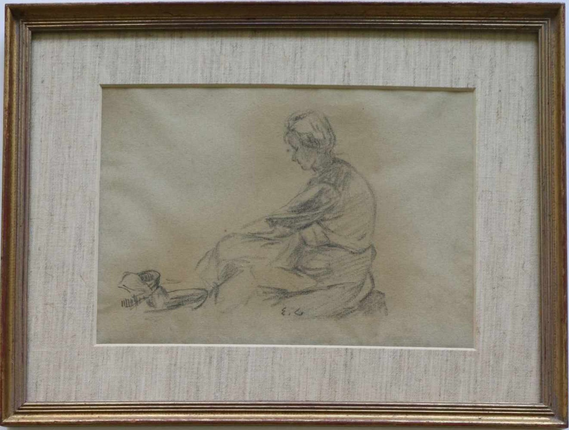Emile CLAUS (1849-1924) charcoal drawing of Rozeken 28,5 x 20 cm - Bild 2 aus 3