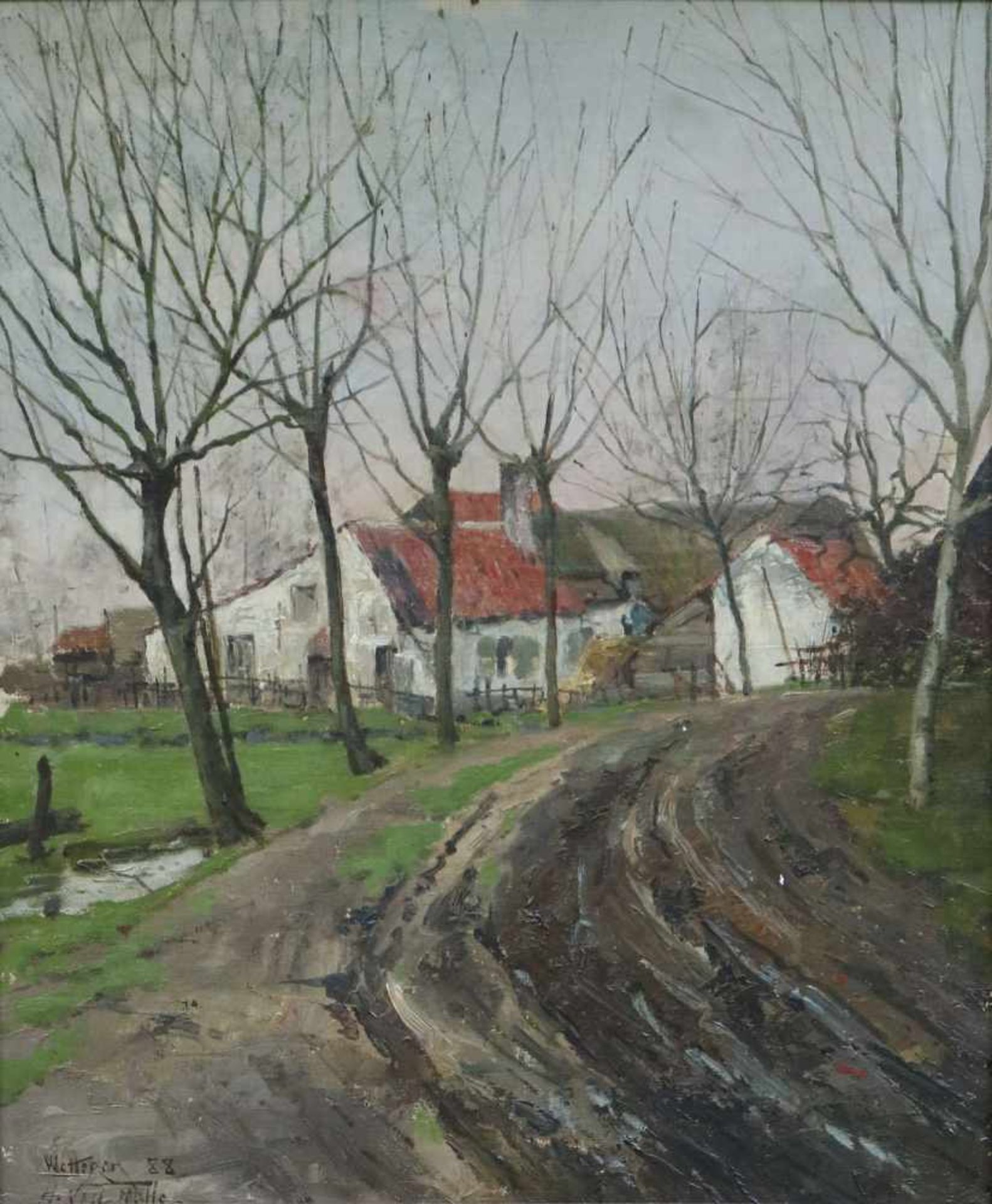 Henri VAN MELLE (1859-1930) oil on canvas Farm 50 x 61 cm