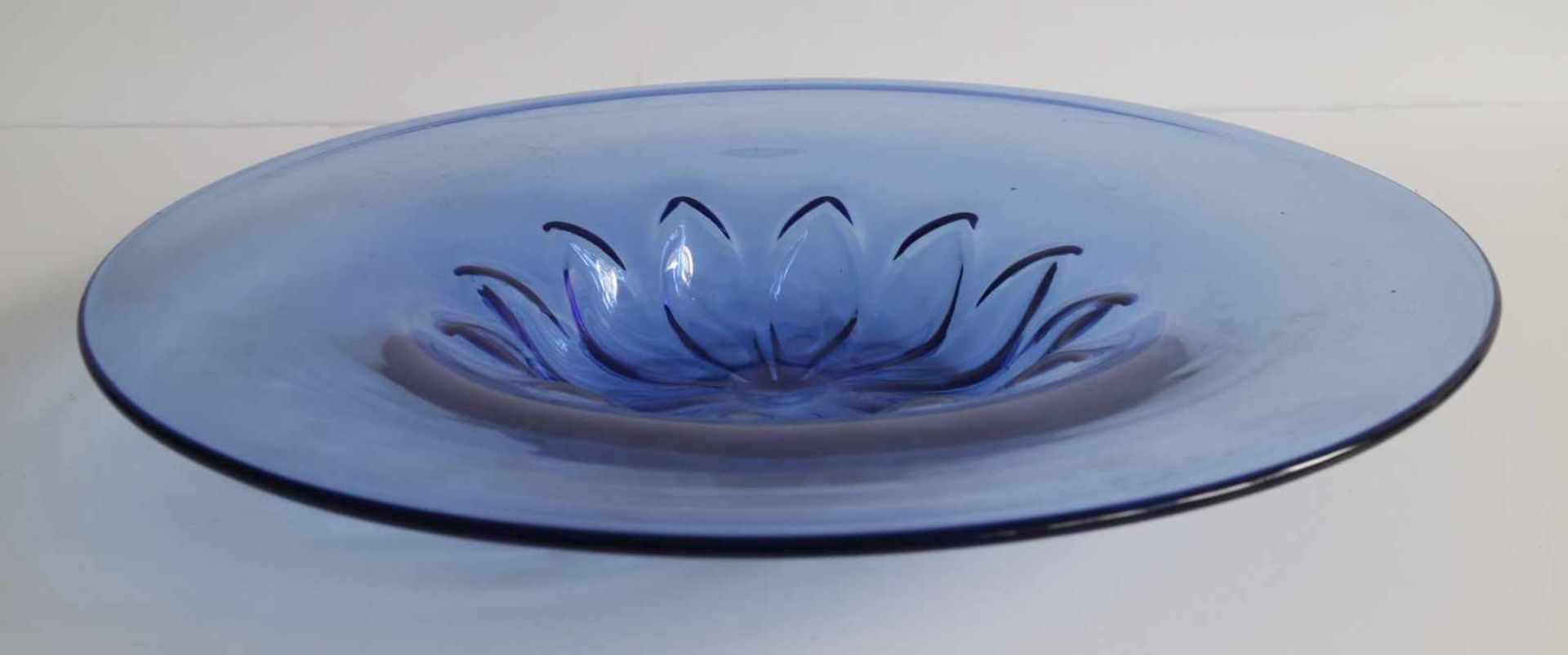 Daum Nancy blue bowl signed H 6,5 dia 40 cm - Bild 2 aus 3