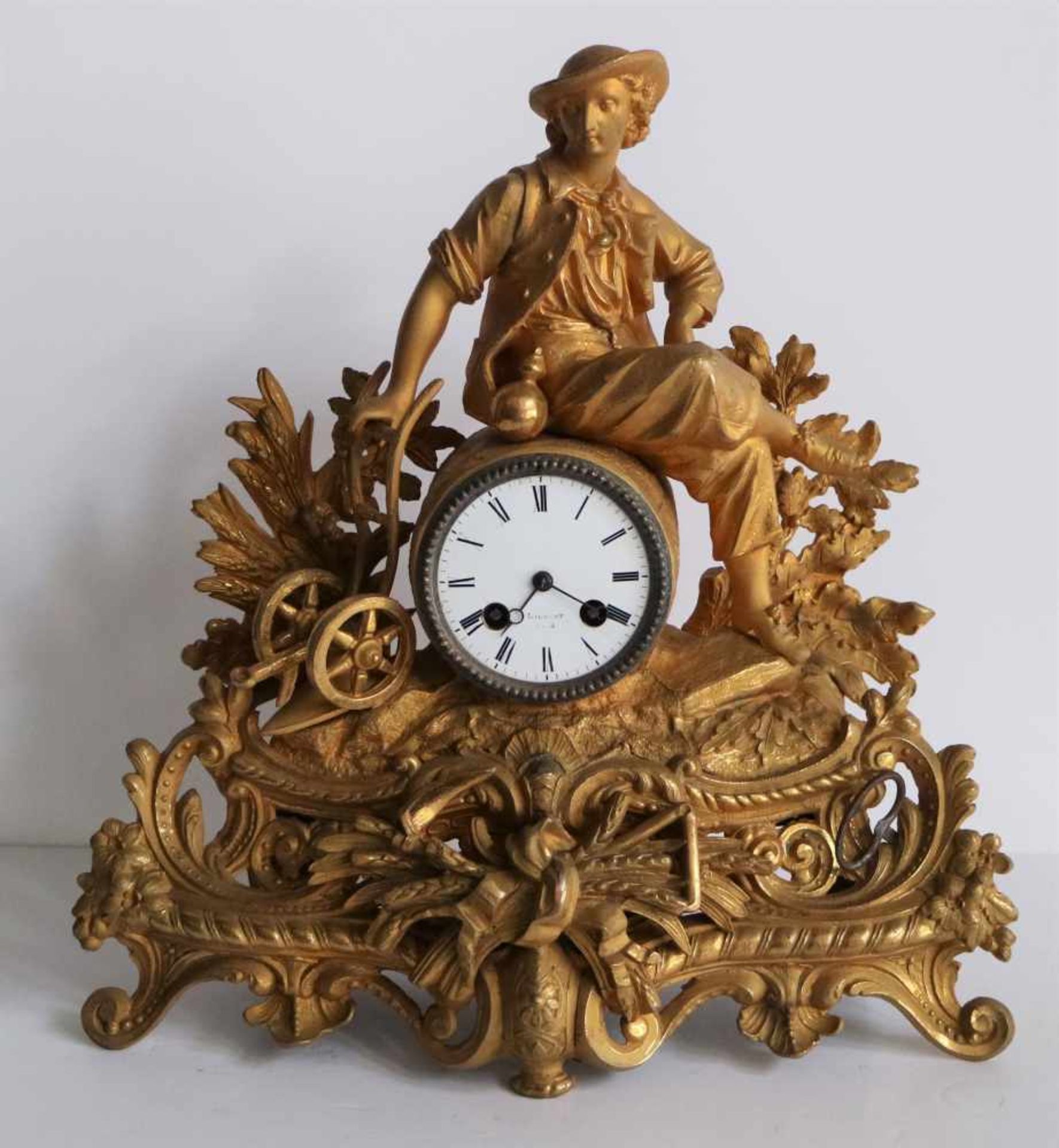 Louis Philippe clock Liébert GAND gilded romantic scene H 39 cm