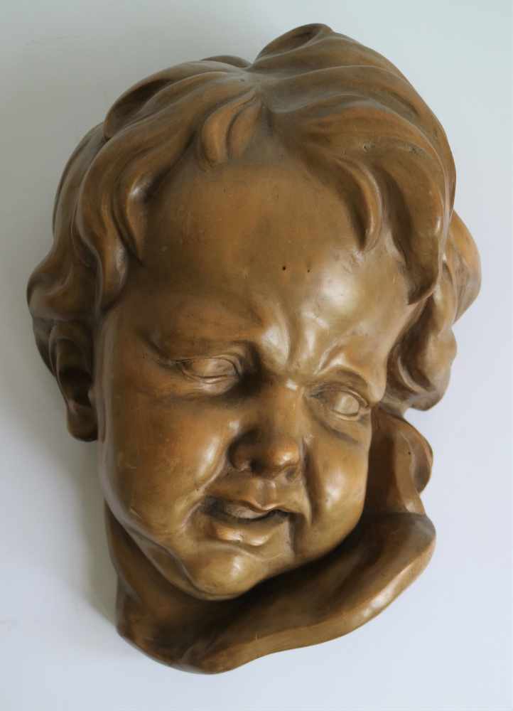 Amoretto putto in wood 40 x 29 x 18 cm