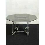 Octagonal table Italy with glass top dia 130 H 71