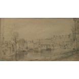 Jean-Baptiste André DE NOTER (1786-1855) (attrib) pencil drawing Ghent city view 42,5 x 23 cm