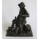 CLODION (1738-1814) bronze Lady with putti H 30 B 24 D 14 cm
