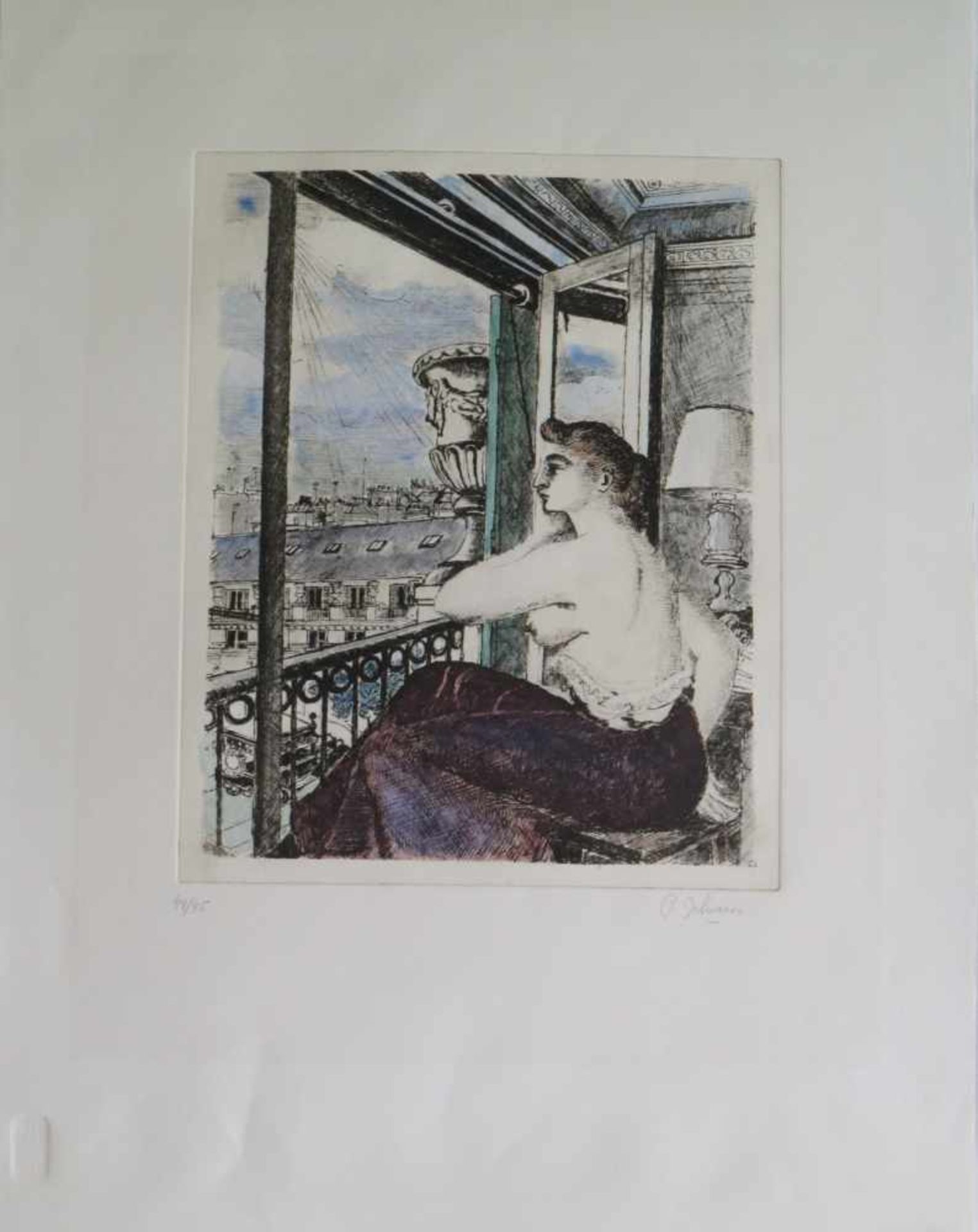 Paul DELVAUX (1897-1994) etching from Le Pays Des Miroirs n ° 44/45 27 x 35 cm - Bild 2 aus 3