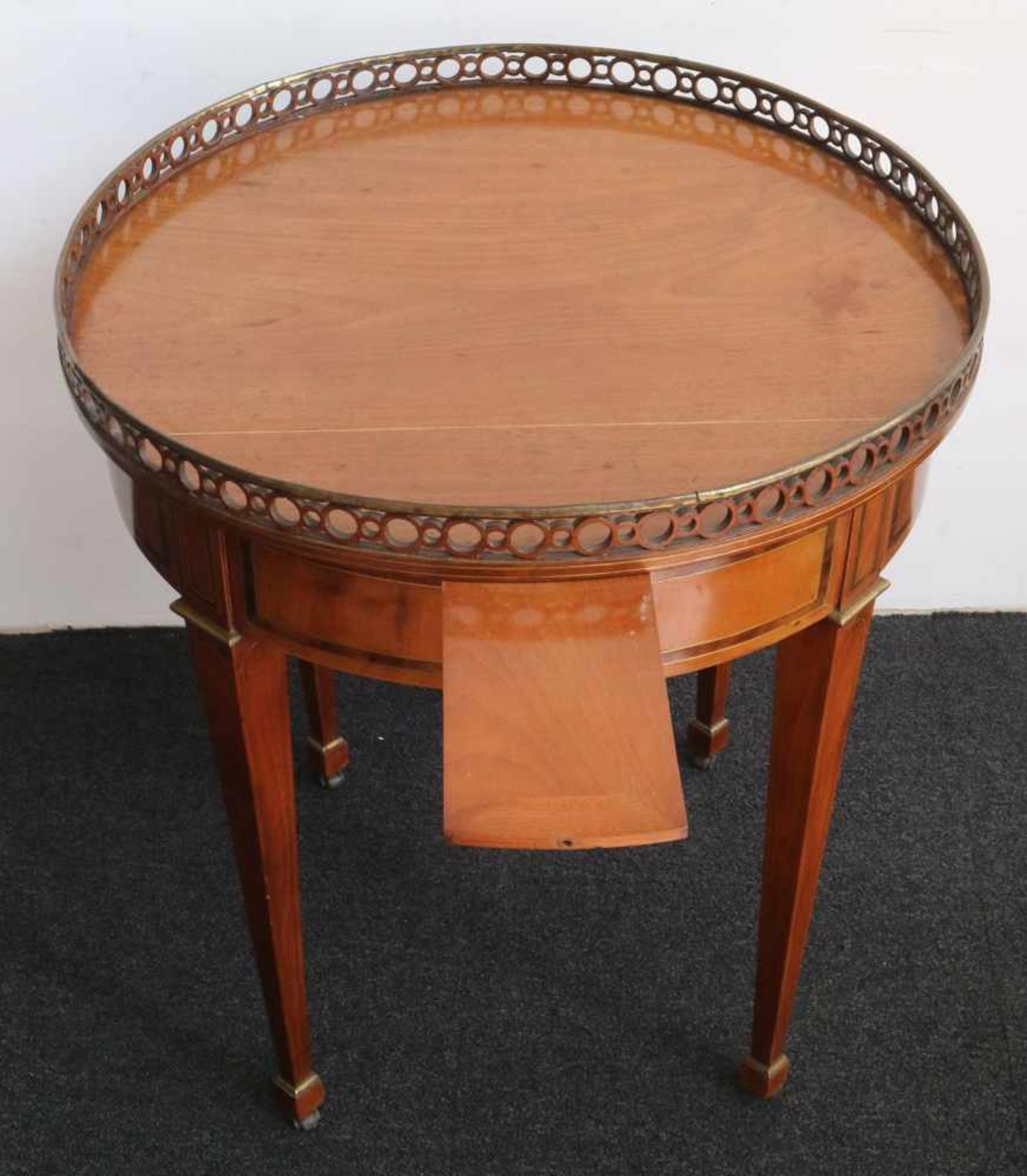 Side table with raised edge and marquetry H 75 dia 67 cm - Bild 3 aus 3