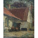 Gustave DIERKENS (1885-1940) oil on panel Farm 27,5 x 34 cm