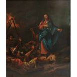 Anonymous, 19th century religious painting Oil on zinc Jesus in the court of Olives 20,5 x 24,5 cm