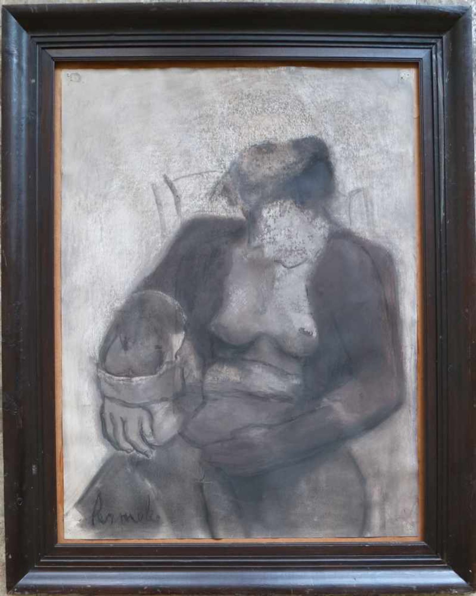 Constant PERMEKE (1886-1952) charcoal and watercolor on paper A la chaise 75 x 100 cm thumbtack - Bild 2 aus 4