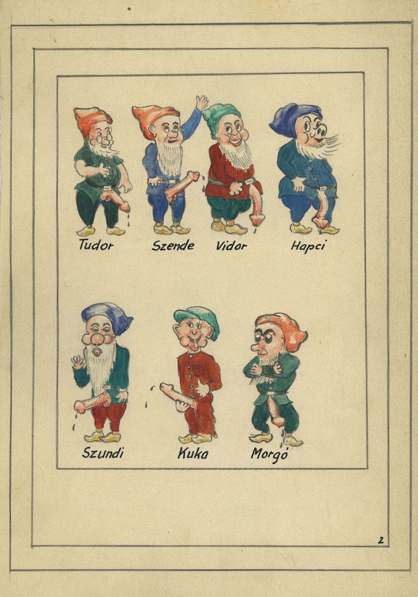 [Artiste hongrois non identifié]. Blanche-Neige et les 7 nains, Hongrie, vers 1950. [...]