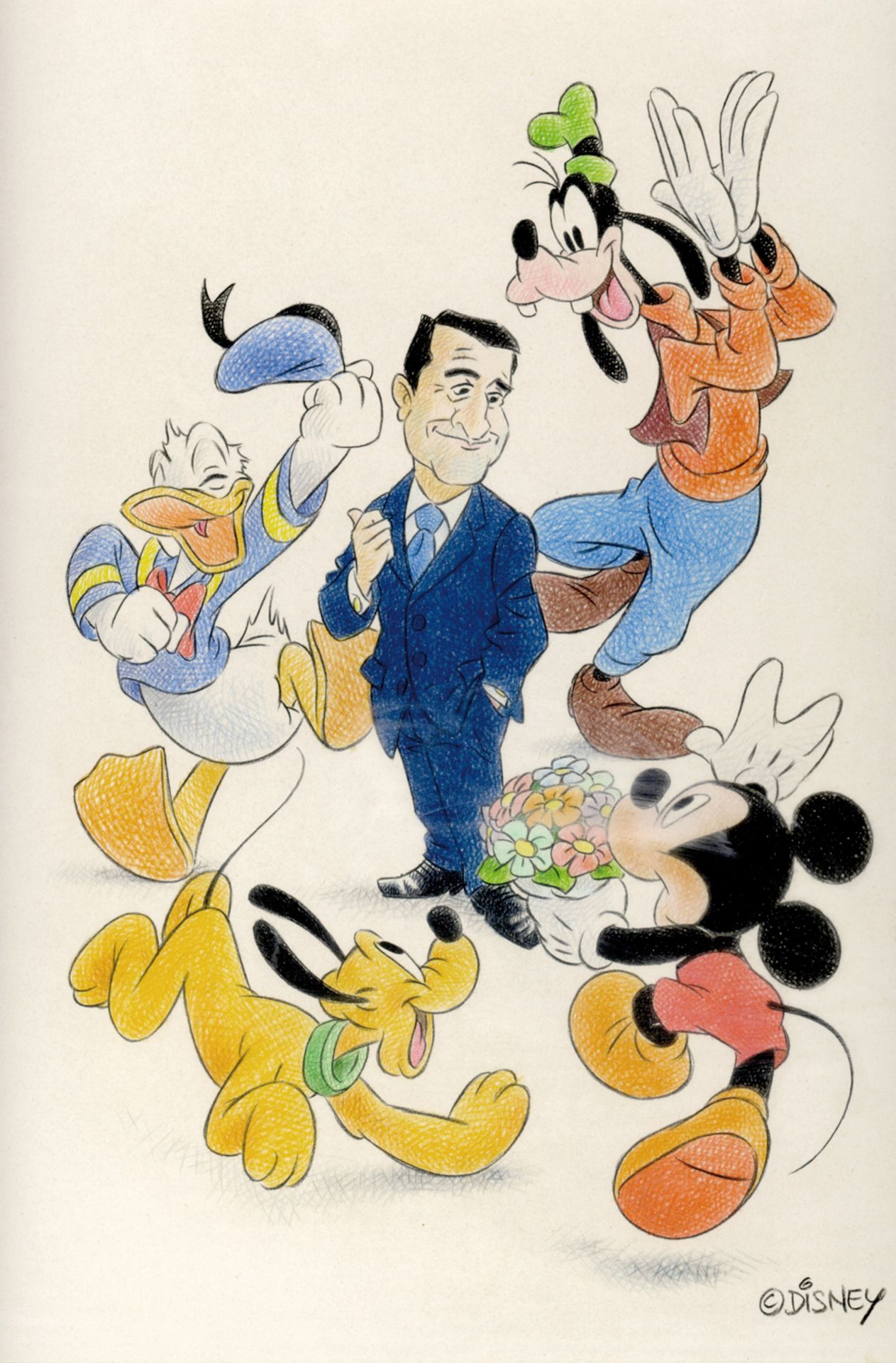 Studio DISNEY. Hommage à Pierre Lescure, vers 1985. Taille du dessin de gauche 41 x [...]