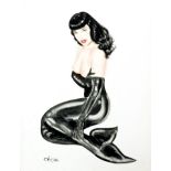 Olivia de BERARDINIS (née en 1948). Betty Page ou La Sirène, 1989. Aquarelle sur [...]