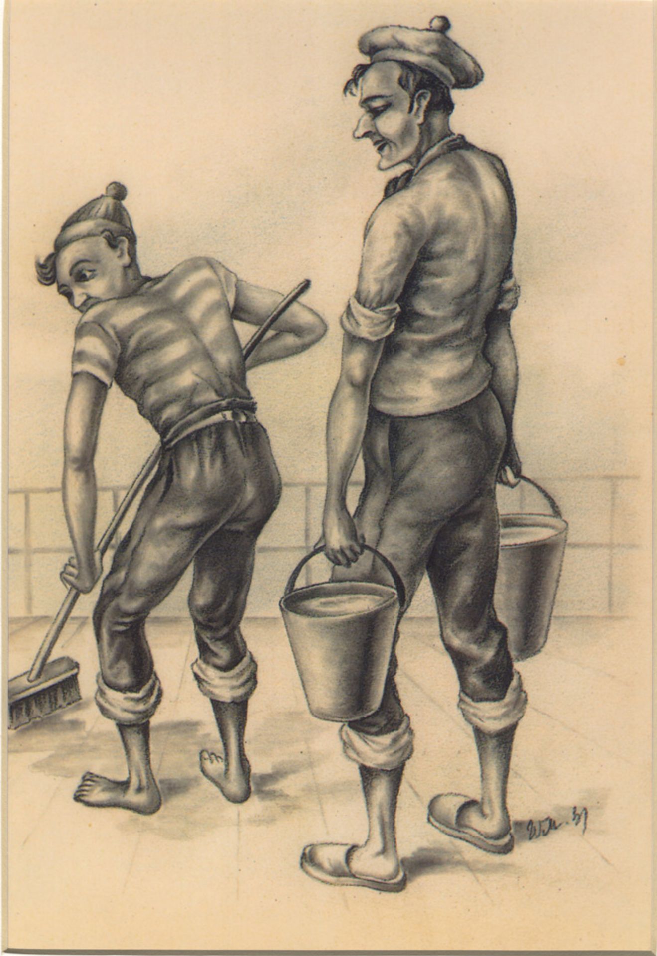 [Artiste non identifié : WLELBER, KOLN ?]. Filles et marins, datées 1936 et 1939.12 [...] - Bild 2 aus 5