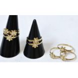 Eight 9ct Gold and CZ Rings