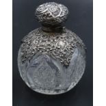 Antique Sterling Silver Cut Glass Scent Perfume Bottle