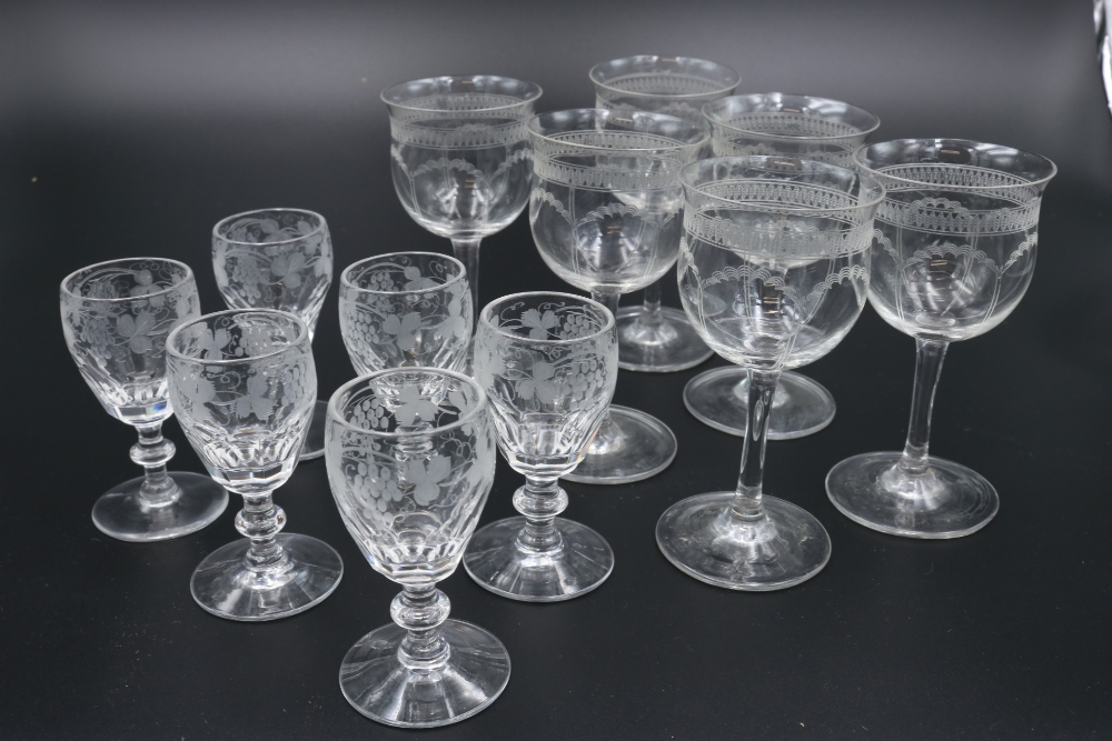 Six Stuart Crystal Sherry Glasses & Six Crystal Wine Glasses